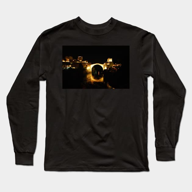 Stari Most at Night Long Sleeve T-Shirt by jojobob